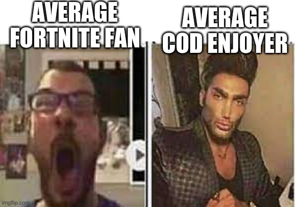 avrage fan vs enjoyer | AVERAGE FORTNITE FAN; AVERAGE COD ENJOYER | image tagged in avrage fan vs enjoyer | made w/ Imgflip meme maker