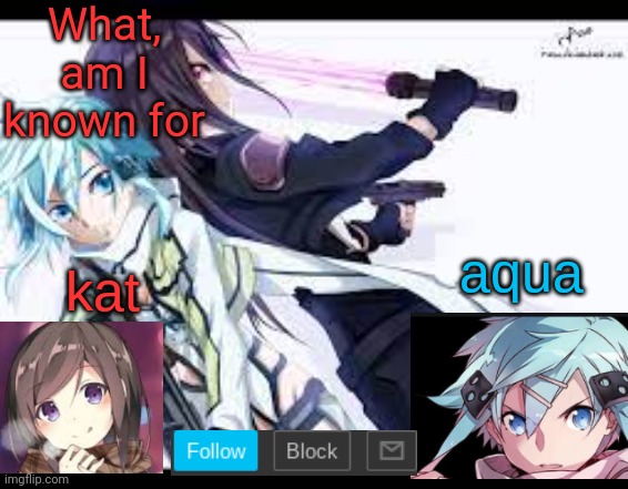 Or we | What, am I known for | image tagged in fem kirito | made w/ Imgflip meme maker