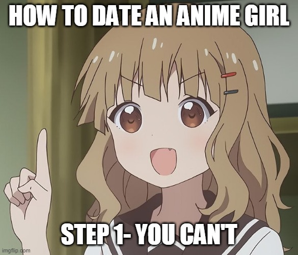 no offense | HOW TO DATE AN ANIME GIRL; STEP 1- YOU CAN'T | image tagged in the person above me | made w/ Imgflip meme maker