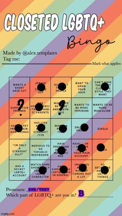 almost got bingo ;-; | SHE/THEY; B | made w/ Imgflip meme maker