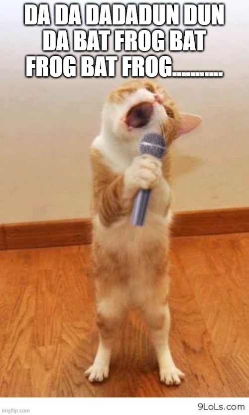 Cat Singer | DA DA DADADUN DUN DA BAT FROG BAT FROG BAT FROG........... | image tagged in cat singer | made w/ Imgflip meme maker