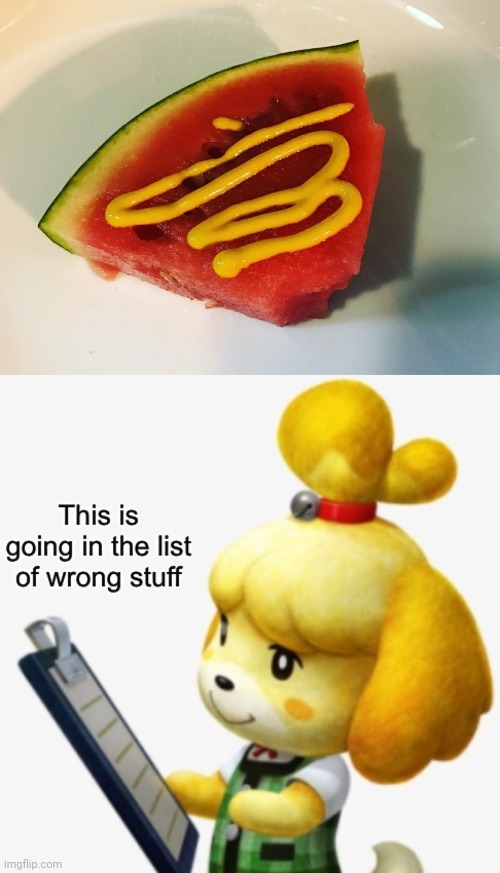 What even is this trend, anyway? | image tagged in this is going in the list of wrong stuff,mustard on watermelon,mustard,watermelon,watermelon mustard,what even is this trend | made w/ Imgflip meme maker