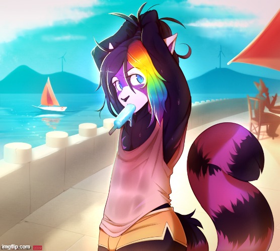 Nice Hair (Art by DrawPanther) | image tagged in furry,lgbt,hair,hair color,cute,artwork | made w/ Imgflip meme maker