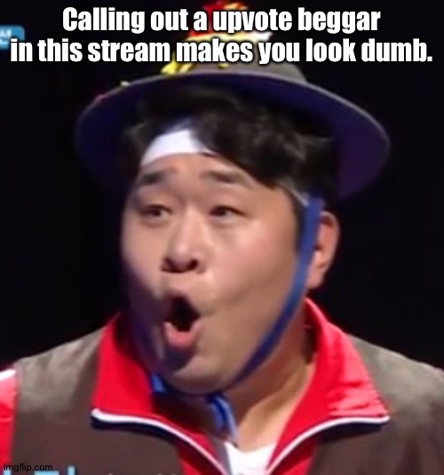 Call me Shiyu now | Calling out a upvote beggar in this stream makes you look dumb. | image tagged in pogging seyoon higher quality | made w/ Imgflip meme maker