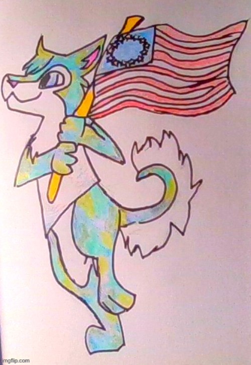 Happy 4th of July y’all. Thanks to magma fury for drawing the art. | image tagged in furry,4th of july | made w/ Imgflip meme maker