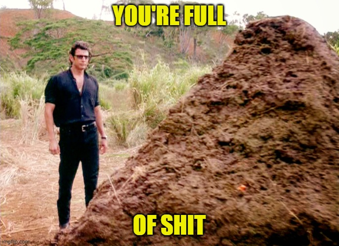 Memes, Poop, Jurassic Park | YOU'RE FULL OF SHIT | image tagged in memes poop jurassic park | made w/ Imgflip meme maker