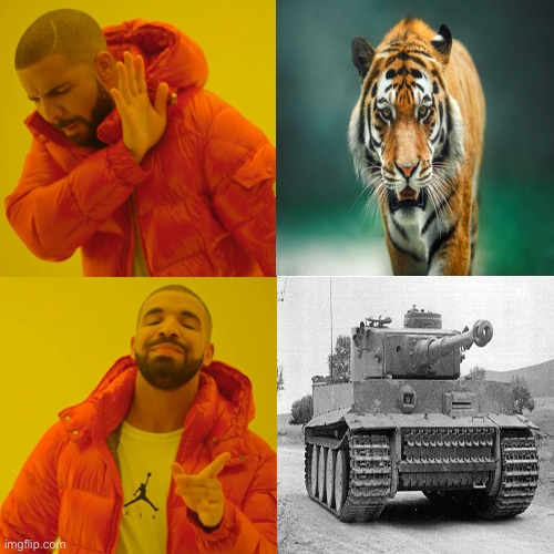 What i like the tank better | image tagged in memes,drake hotline bling,tiger131 | made w/ Imgflip meme maker