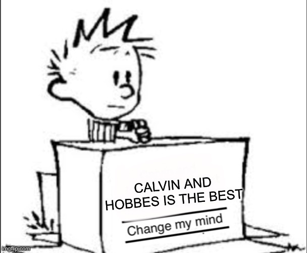 Am I right? | CALVIN AND HOBBES IS THE BEST | image tagged in calvin change my mind | made w/ Imgflip meme maker