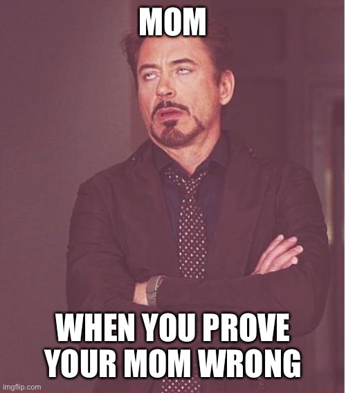 Face You Make Robert Downey Jr Meme |  MOM; WHEN YOU PROVE YOUR MOM WRONG | image tagged in memes,face you make robert downey jr | made w/ Imgflip meme maker