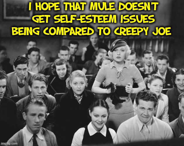 I HOPE THAT MULE DOESN'T GET SELF-ESTEEM ISSUES BEING COMPARED TO CREEPY JOE | made w/ Imgflip meme maker