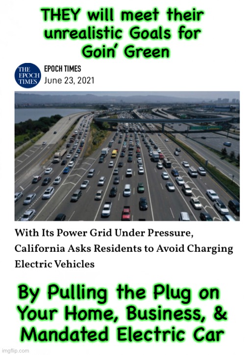 THEY Have All the POWER - YOURS Will Be RATIONED | THEY will meet their 
unrealistic Goals for 
Goin’ Green; By Pulling the Plug on 
Your Home, Business, &
Mandated Electric Car | image tagged in dems are marxists,dems hate america,authoritarians,power and money,america last,biden screws you | made w/ Imgflip meme maker