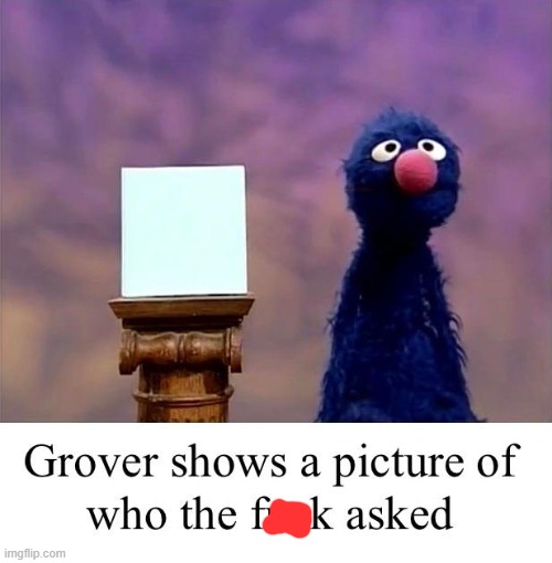 Grover: Who Asked | image tagged in grover who asked,pixar | made w/ Imgflip meme maker