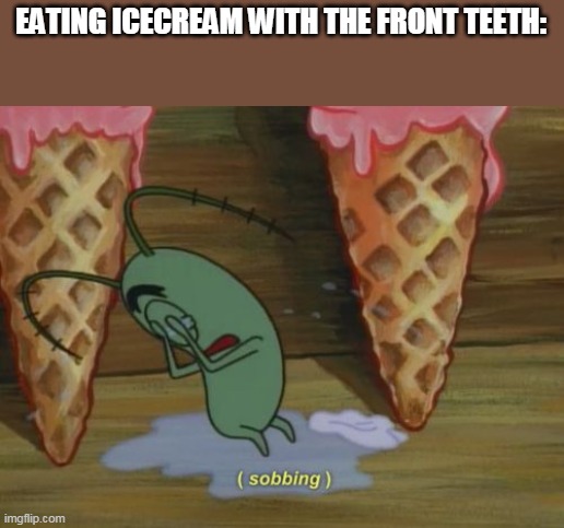 true | EATING ICECREAM WITH THE FRONT TEETH: | image tagged in plankton icecream | made w/ Imgflip meme maker