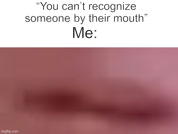 Who could it be? | “You can’t recognize someone by their mouth”; Me: | image tagged in memes | made w/ Imgflip meme maker