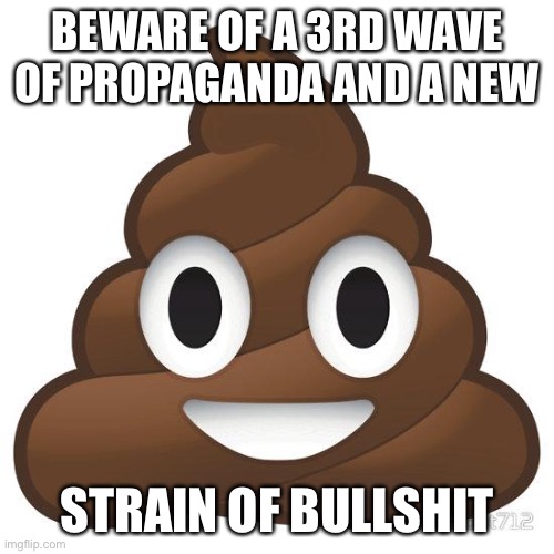 Covid Propaganda | BEWARE OF A 3RD WAVE OF PROPAGANDA AND A NEW; STRAIN OF BULLSHIT | image tagged in poop | made w/ Imgflip meme maker