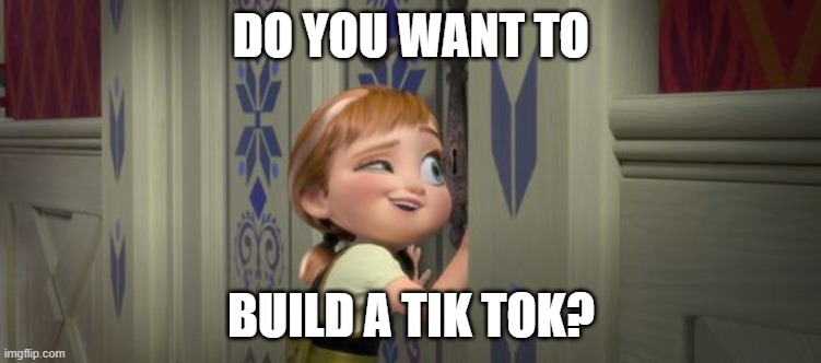 Do you want to build a snowman? | DO YOU WANT TO; BUILD A TIK TOK? | image tagged in do you want to build a snowman | made w/ Imgflip meme maker