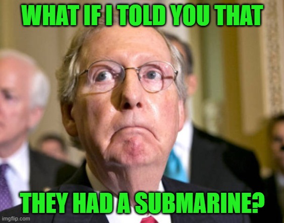 mitch mcconnell | WHAT IF I TOLD YOU THAT THEY HAD A SUBMARINE? | image tagged in mitch mcconnell | made w/ Imgflip meme maker