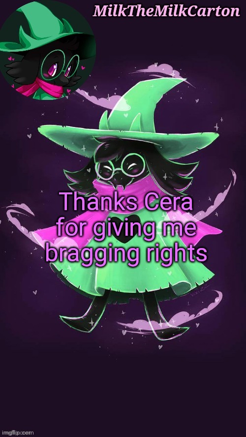 MilkTheMilkCarton but he's a flustered goat prince | Thanks Cera for giving me bragging rights | image tagged in milkthemilkcarton but he's a flustered goat prince | made w/ Imgflip meme maker
