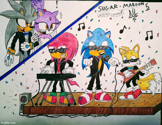 What's a more wholesome song than sugar by maroon 5? | image tagged in wedding,maroon 5,sugar,sonic the hedgehog,silvaze | made w/ Imgflip meme maker