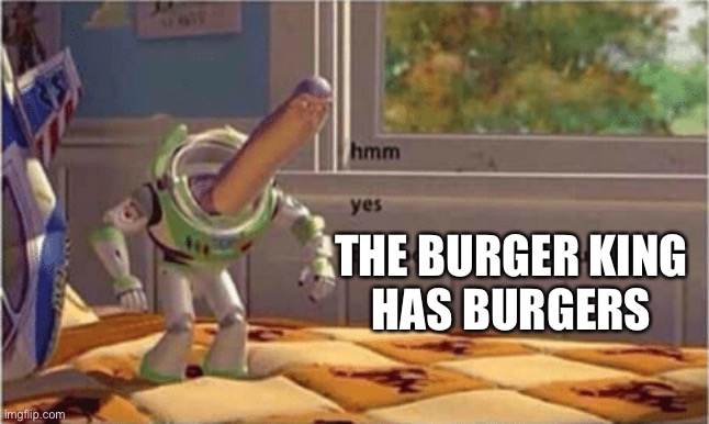 hmm yes the floor here is made out of floor | THE BURGER KING
HAS BURGERS | image tagged in hmm yes the floor here is made out of floor | made w/ Imgflip meme maker