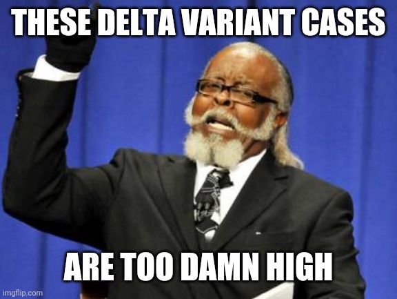 sad but true | THESE DELTA VARIANT CASES; ARE TOO DAMN HIGH | image tagged in memes,too damn high,coronavirus,covid-19,delta,funny | made w/ Imgflip meme maker