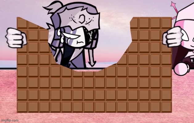 I love how he doesn't eat the chocolate from the edge of it | made w/ Imgflip meme maker