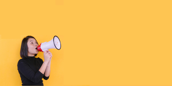 High Quality Woman with megaphone Blank Meme Template