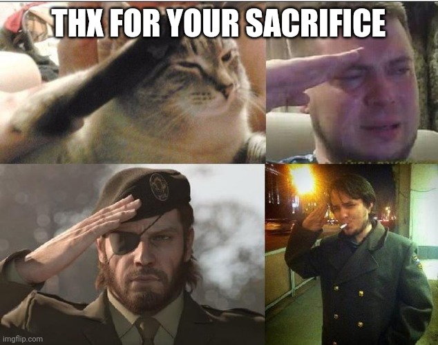 Ozon's Salute | THX FOR YOUR SACRIFICE | image tagged in ozon's salute | made w/ Imgflip meme maker