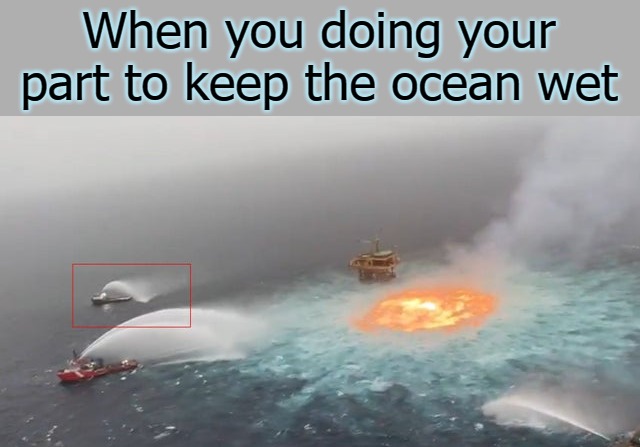 When you doing your part to keep the ocean wet | image tagged in wet | made w/ Imgflip meme maker
