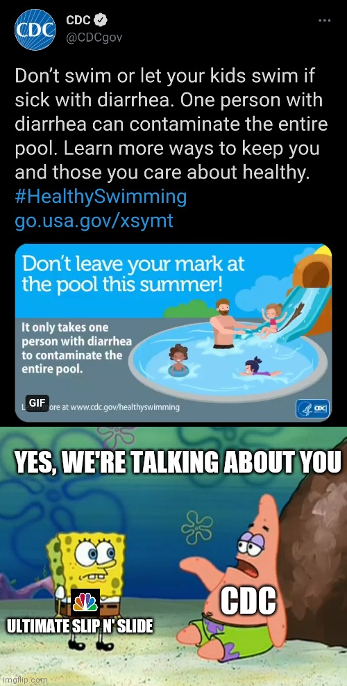 I can't believe we need to talk about this |  YES, WE'RE TALKING ABOUT YOU; CDC; ULTIMATE SLIP N' SLIDE | image tagged in well it sounds like it's all your fault,cdc,common sense,summer,pool | made w/ Imgflip meme maker