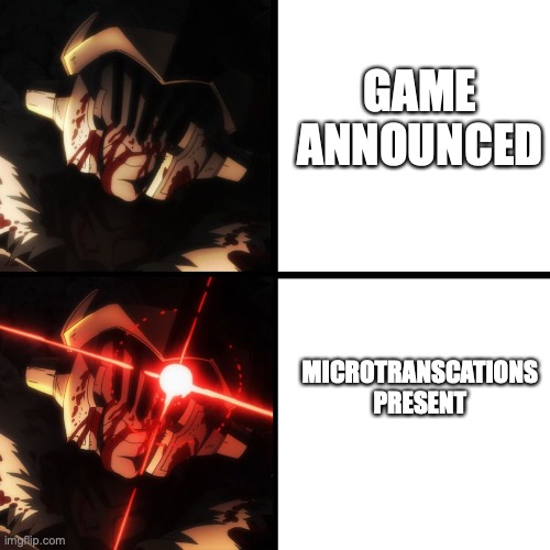 Money Goblins | GAME ANNOUNCED; MICROTRANSCATIONS PRESENT | image tagged in berserk goblin slayer | made w/ Imgflip meme maker