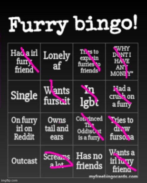Furry bingo | image tagged in furry bingo | made w/ Imgflip meme maker