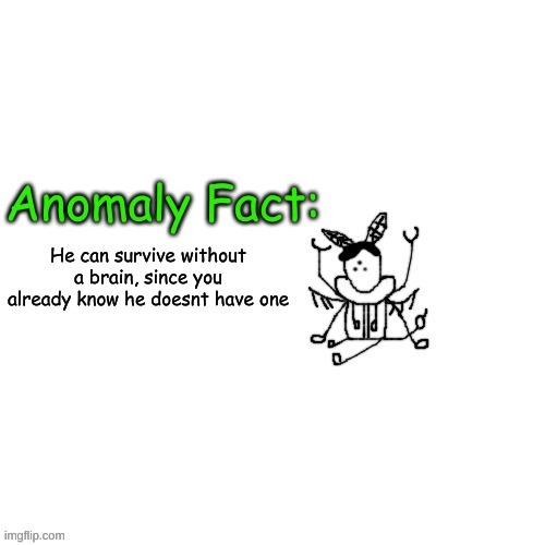 Anomaly Fact | He can survive without a brain, since you already know he doesnt have one | image tagged in anomaly fact | made w/ Imgflip meme maker