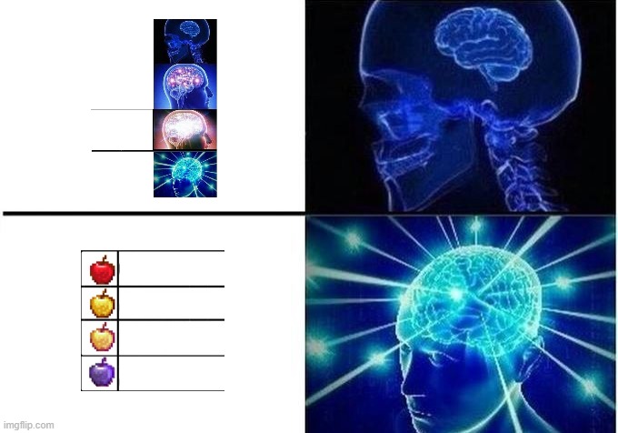 i couldn't find a 2 panel version of it sorry | image tagged in expanding brain two frames | made w/ Imgflip meme maker