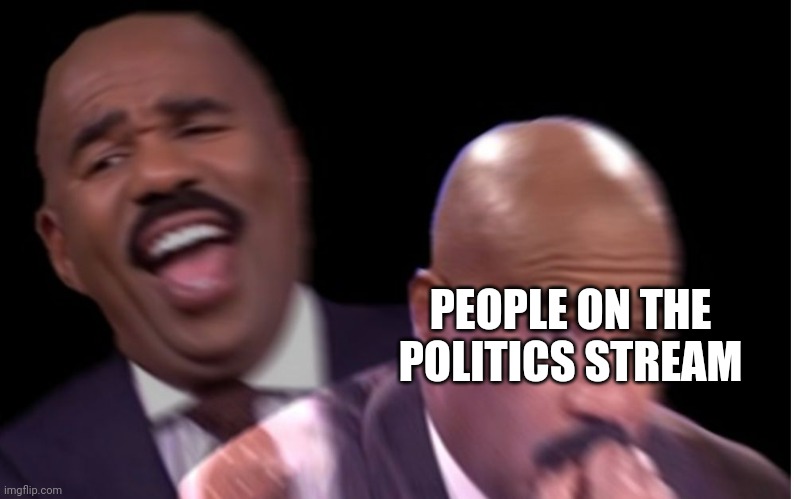 Conflicted Steve Harvey | PEOPLE ON THE POLITICS STREAM | image tagged in conflicted steve harvey | made w/ Imgflip meme maker