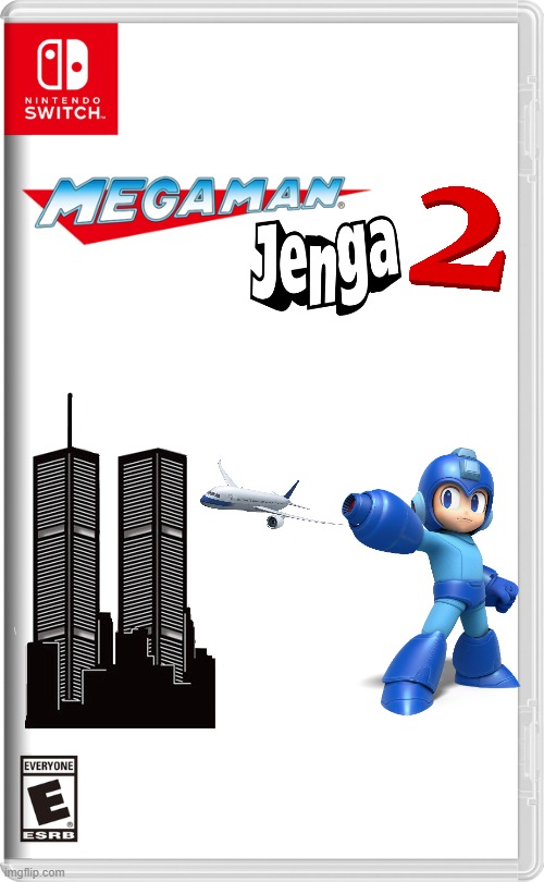 Mega Man vs. the Twin Towers | image tagged in memes,funny,9/11,mega man,nintendo switch,world trade center | made w/ Imgflip meme maker