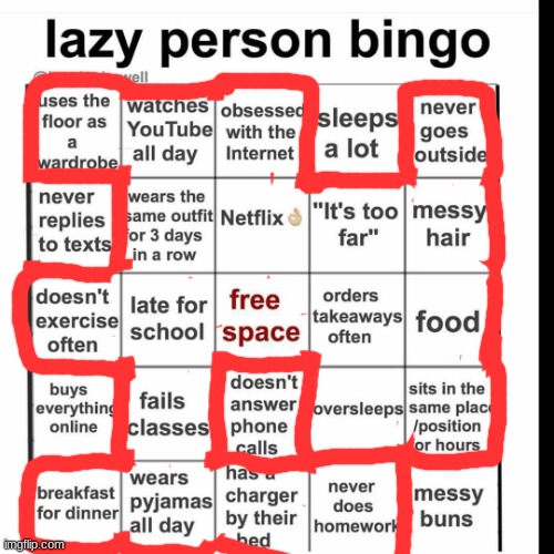 lazy bingo | image tagged in lazy bingo | made w/ Imgflip meme maker