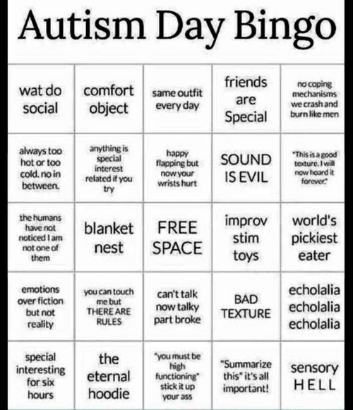 autism bingo Blank Meme Template