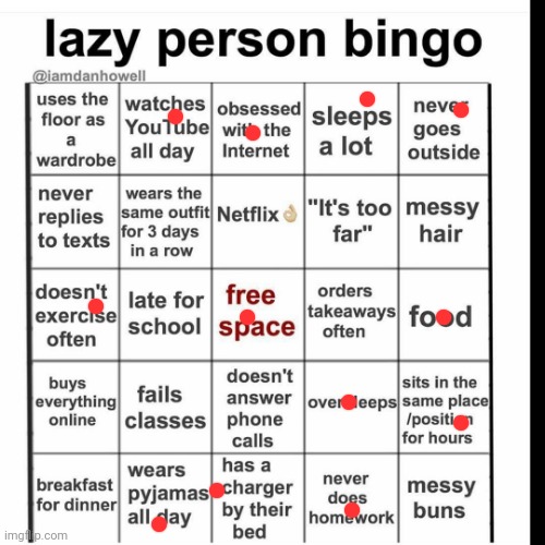 lazy bingo | image tagged in lazy bingo | made w/ Imgflip meme maker