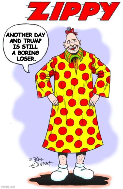 Zippy the Pinhead says | ANOTHER DAY 
AND TRUMP 
IS STILL 
A BORING 
LOSER. | image tagged in zippy the pinhead says,trump,whine,boring,loser | made w/ Imgflip meme maker
