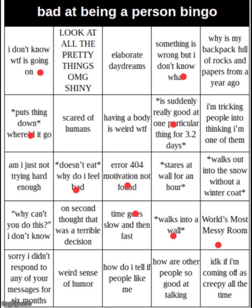 bad at being a person bingo | image tagged in bad at being a person bingo | made w/ Imgflip meme maker