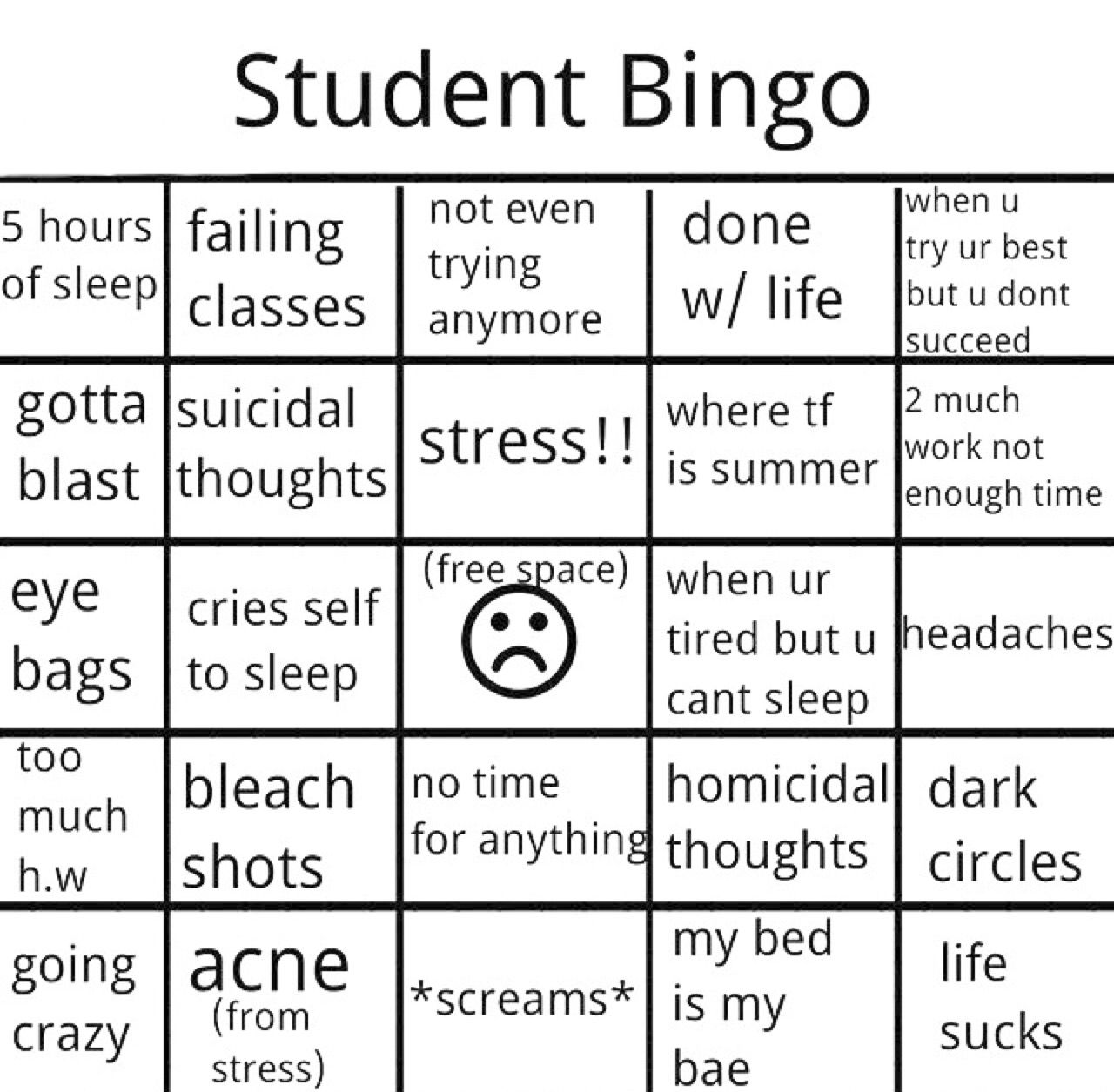 High Quality student bingo Blank Meme Template