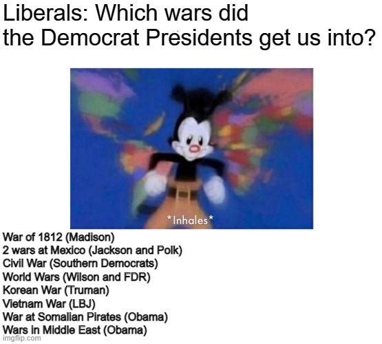 And soon maybe Iraq. Because of the Democrats we got into a LOT of wars | Liberals: Which wars did the Democrat Presidents get us into? War of 1812 (Madison)
2 wars at Mexico (Jackson and Polk)
Civil War (Southern Democrats)
World Wars (Wilson and FDR)
Korean War (Truman)
Vietnam War (LBJ)
War at Somalian Pirates (Obama)
Wars in Middle East (Obama) | image tagged in world occupied,democrats | made w/ Imgflip meme maker