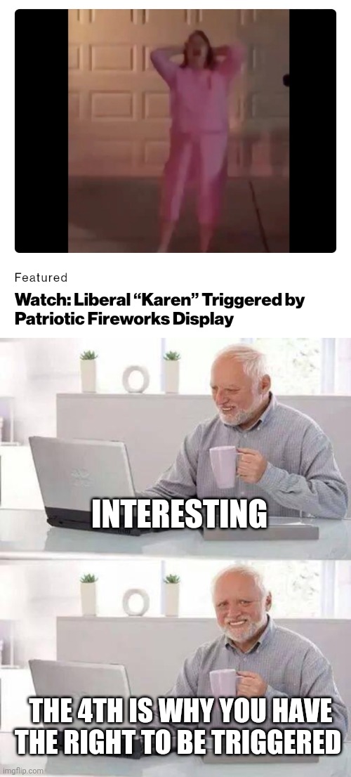 INTERESTING; THE 4TH IS WHY YOU HAVE THE RIGHT TO BE TRIGGERED | image tagged in memes,hide the pain harold | made w/ Imgflip meme maker