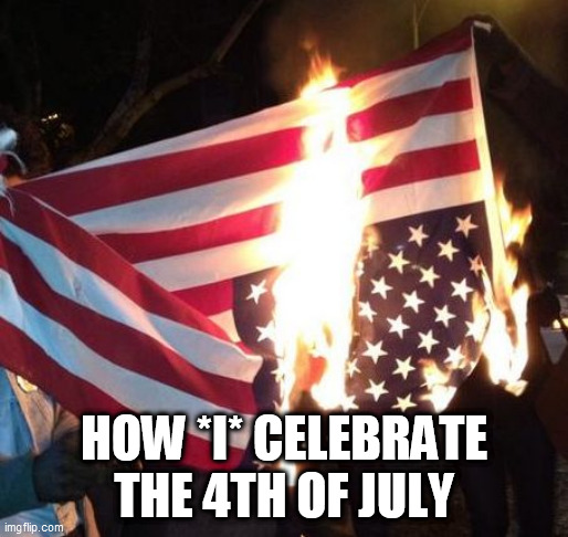 Hail To The Lighter | HOW *I* CELEBRATE THE 4TH OF JULY | image tagged in flag burning,flag,burning,4th of july,fourth of july,american flag burning | made w/ Imgflip meme maker