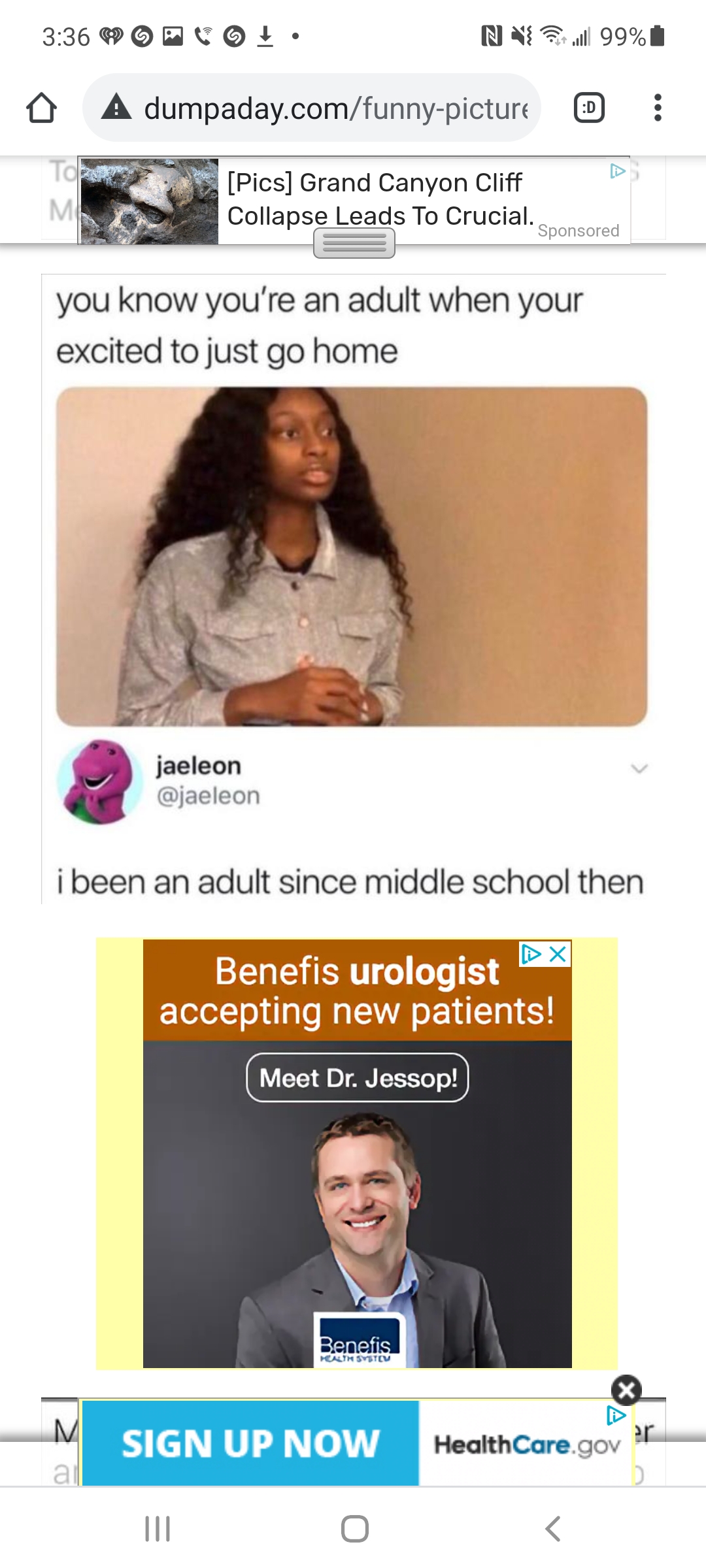 Screen shot of becoming an adult then : urologist Blank Meme Template