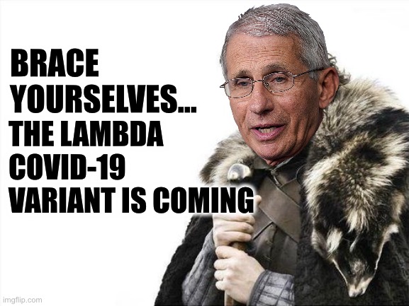 More fear mongering | BRACE
YOURSELVES…; THE LAMBDA COVID-19 VARIANT IS COMING | image tagged in brace yourselves,covid-19 | made w/ Imgflip meme maker