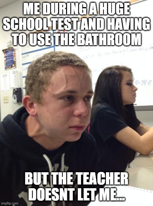 JUST LET ME GO | ME DURING A HUGE SCHOOL TEST AND HAVING TO USE THE BATHROOM; BUT THE TEACHER DOESNT LET ME... | image tagged in hold fart,ahhhhhhhhhhhhh,hold up | made w/ Imgflip meme maker