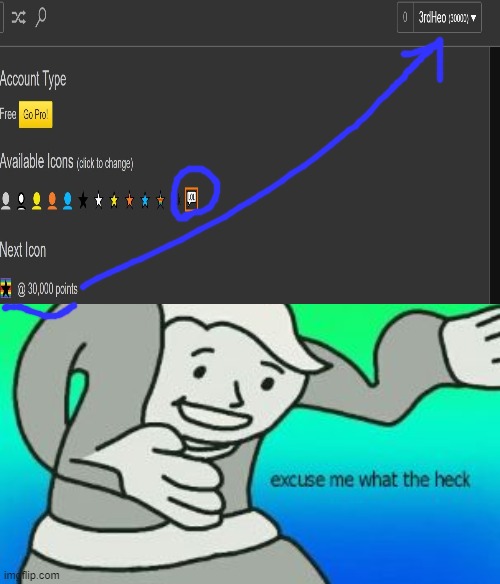 Why won't my icon change?! | image tagged in excuse me what the heck,icon,glitch,memes | made w/ Imgflip meme maker