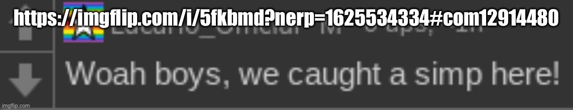 woah boys we caught a simp | https://imgflip.com/i/5fkbmd?nerp=1625534334#com12914480 | image tagged in woah boys we caught a simp | made w/ Imgflip meme maker